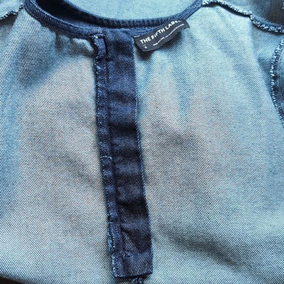 The 5th Label Denim Dark Blue frayed hem Casual Dress S - Picture 8 of 14